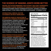 Supple Drink Joint Health Supplement label with text and supplement facts on a black background