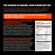 Supplement Facts label with scientific information and physician statements on a black background