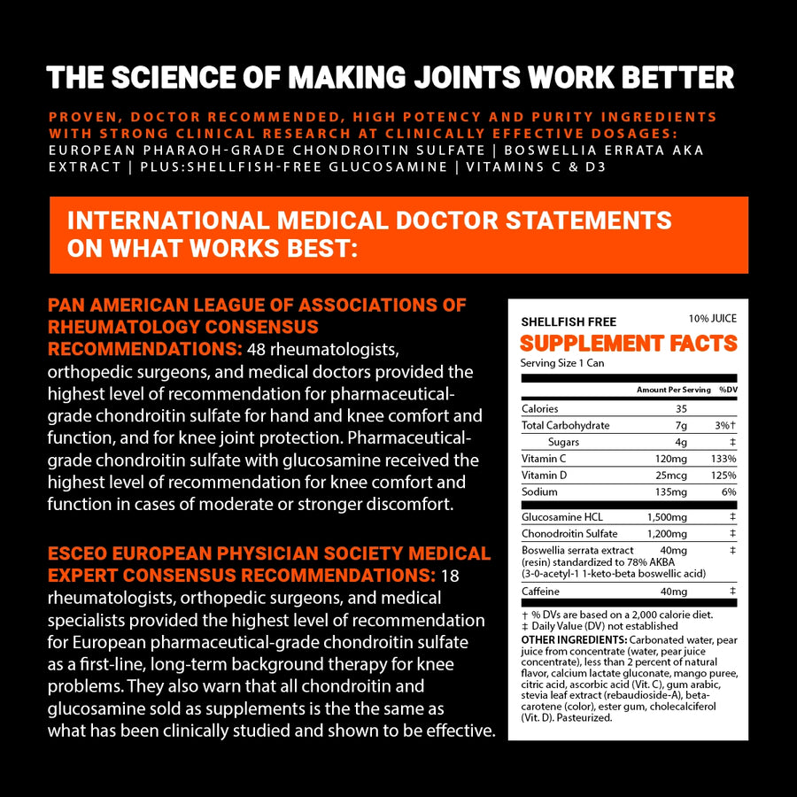 Supplement Facts label with scientific information and physician statements on a black background