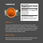 Supple Turboflex supplement facts and description on a dark background background
