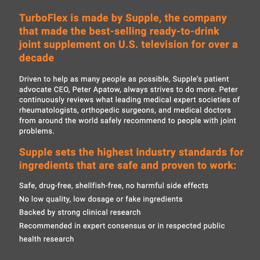 Text about Supple TurboFlex made by Supple LLC on a dark background